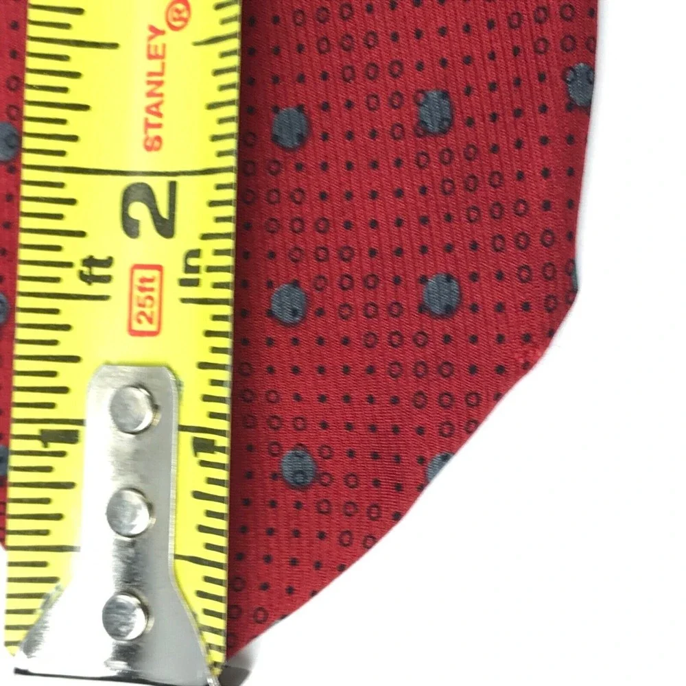 CERRUTI 1881 Silk Tie Made in ITALY Red Gray Polka Dot Men's Elegant Necktie